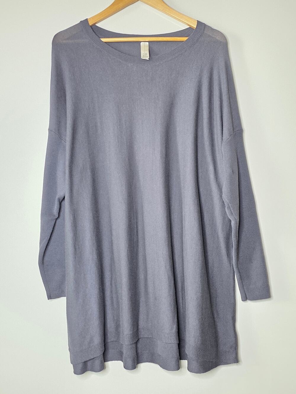 Marla Wynne Slate Blue Lightweight stretchy knit sweater Size XL Tunic Length